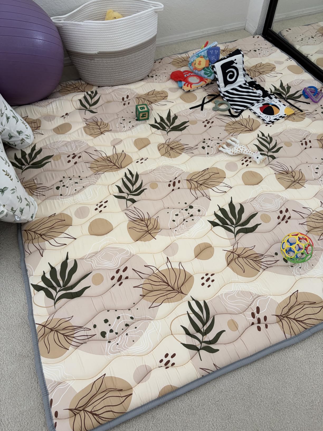 Blissful Diary Baby Play Mats for Floor, 50x50 Playpen Mat, Thick Cushioning Padding Foam Playmat for Baby and Toddlers Infants, Non-Slip & Machine Washable, Earth Tones Design customer photo 1
