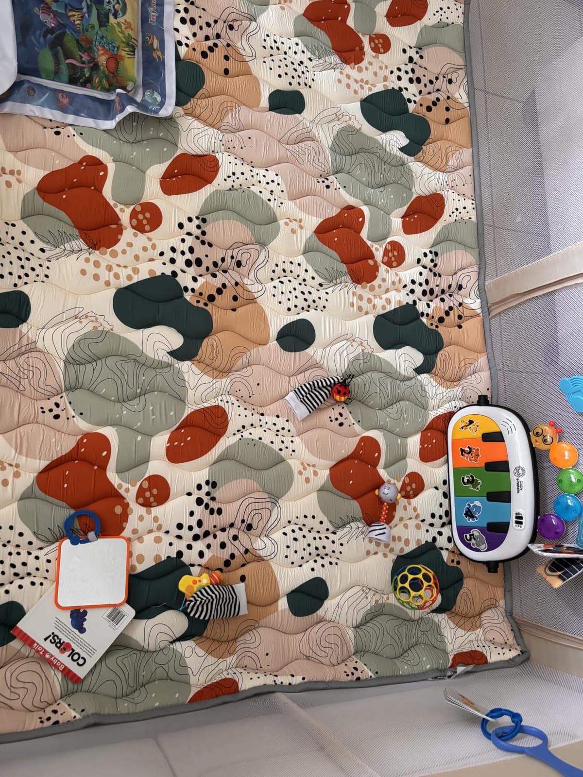Blissful Diary Baby Play Mats for Floor, 50x50 Playpen Mat, Thick Cushioning Padding Foam Playmat for Baby and Toddlers Infants, Non-Slip & Machine Washable, Earth Tones Design customer photo 2