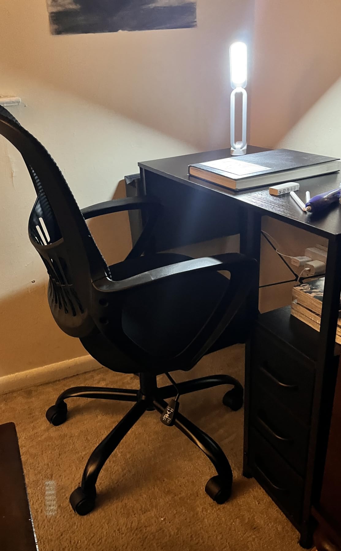 AODK 32 Inch Small Computer Desk with Fabric Drawers, Vintage customer photo 2