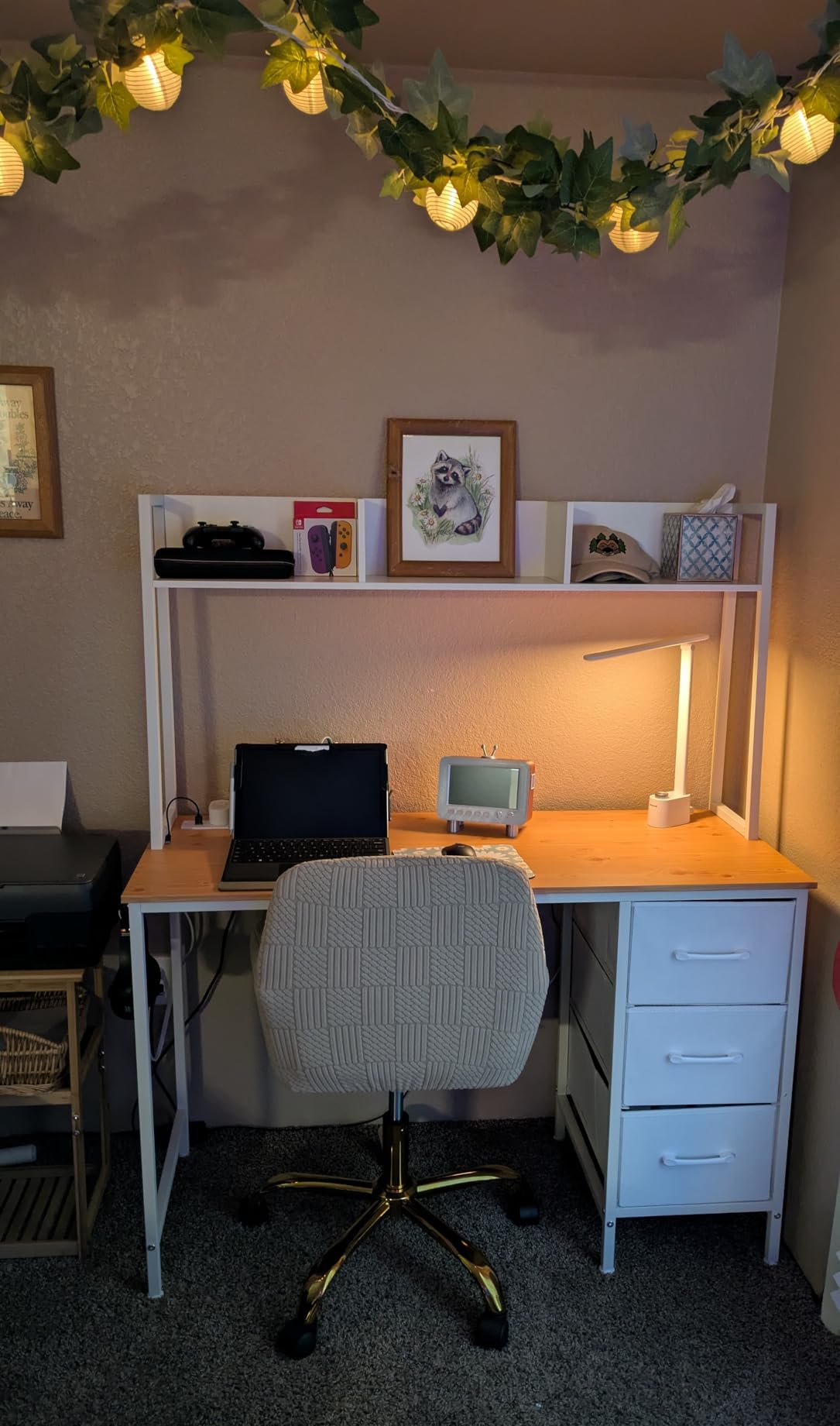 DLisiting White Computer Desk with Hutch & Drawers - 47 Inch Modern Study Writing Office Desk with 3 Storage Drawers and Power Outlets for Bedroom Home Office customer photo 2