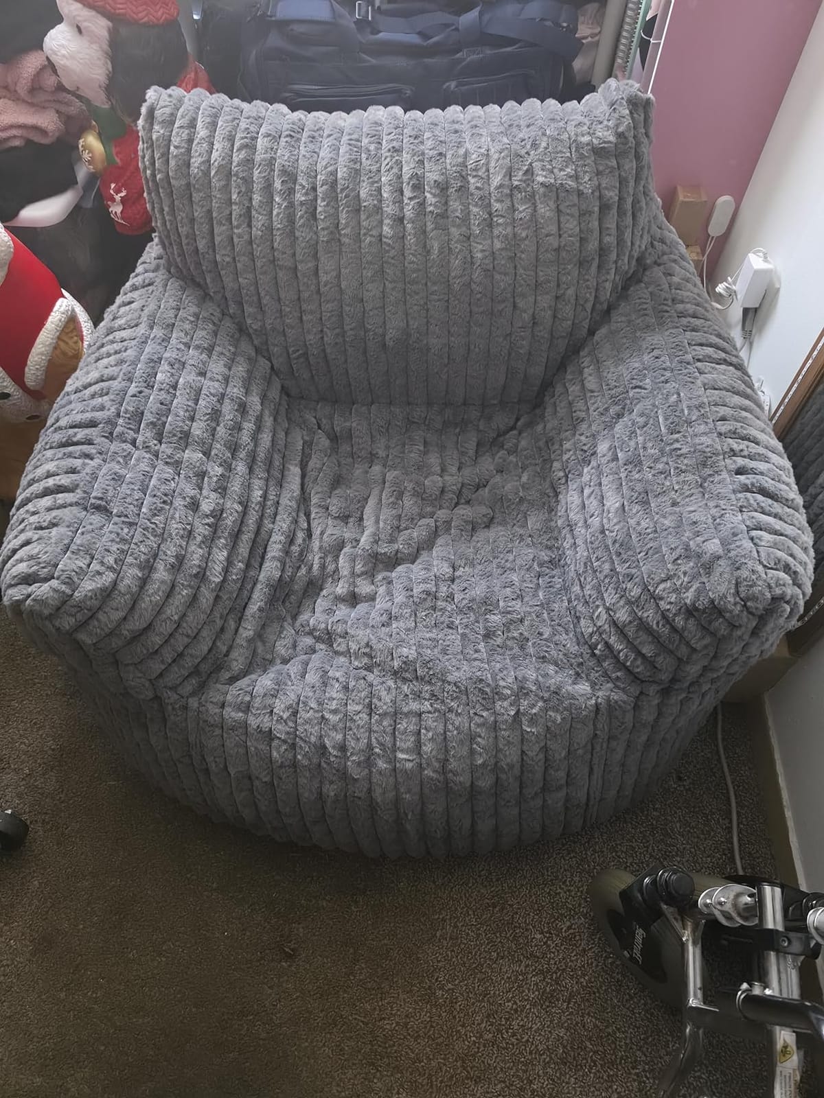 Giant Plush Bean Bag Chair for Adults with Armrests - Oversized Comfy Orange Beanbag Lounge Lazy Floor Sofa Accent Chair for Living Room, Bedroom & Dorm, Cozy Fluffy Single Cloud Mini Couch customer photo 2