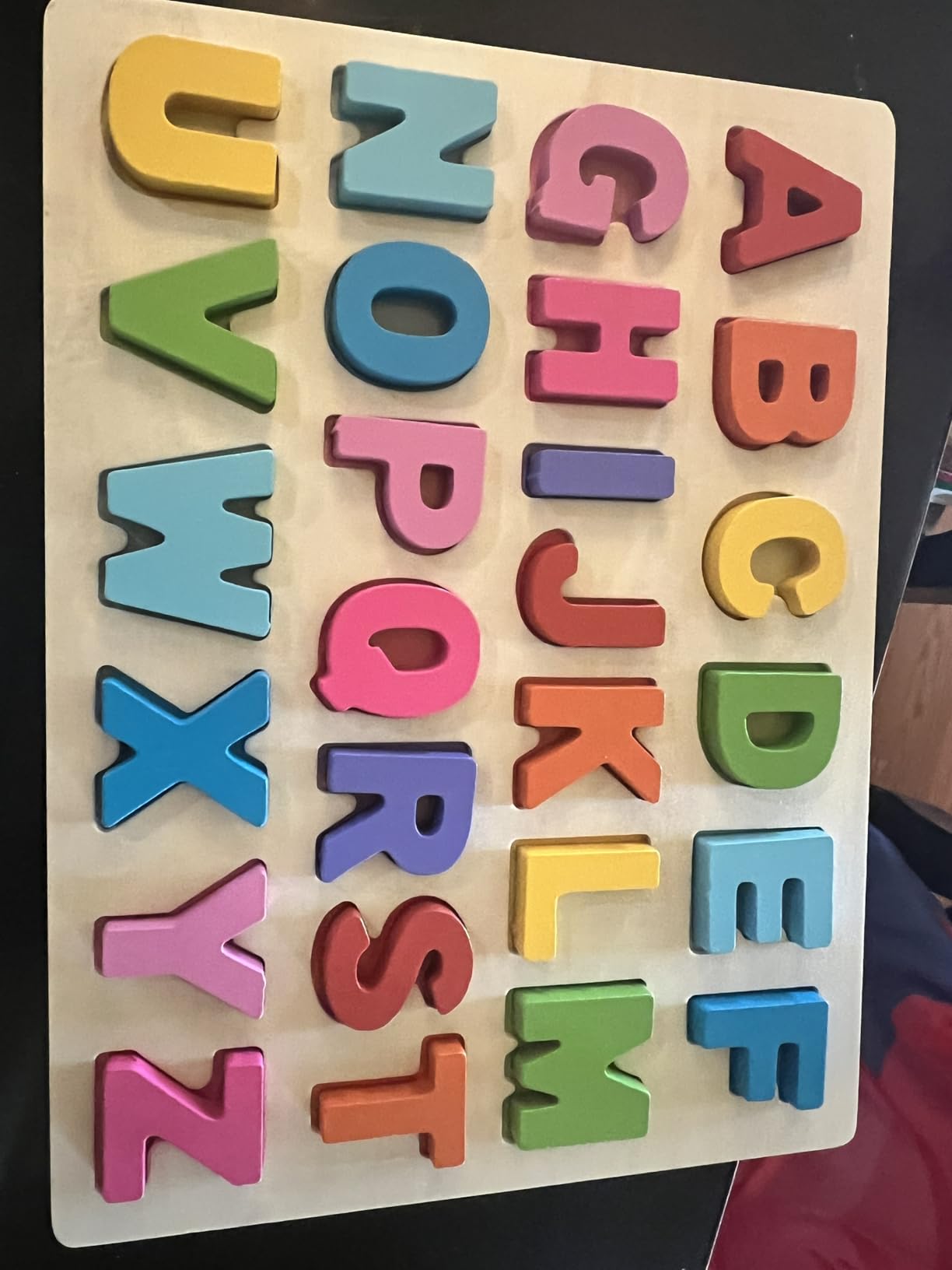 Wooden Alphabet Puzzles, ABC Learning Toys for Toddlers - Thick Easy-Grip Solid Wood Letters customer photo 1