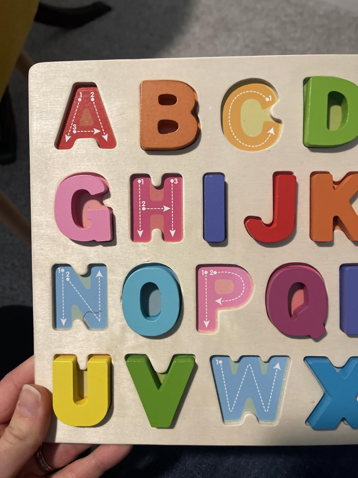Wooden Alphabet Puzzles, ABC Learning Toys for Toddlers - Thick Easy-Grip Solid Wood Letters customer photo 2