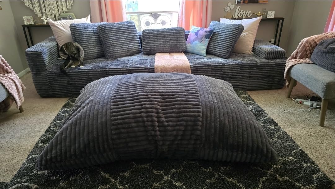 Hobestluk Adult Bean Bag Chair 3 in 1 Convertible Large Bean Bag Sofa | Bubble White, Machine Washable, Removable Cover, Easy Convert And Install, Oversized Floor Bed, For Livingroom Bedroom customer photo 1