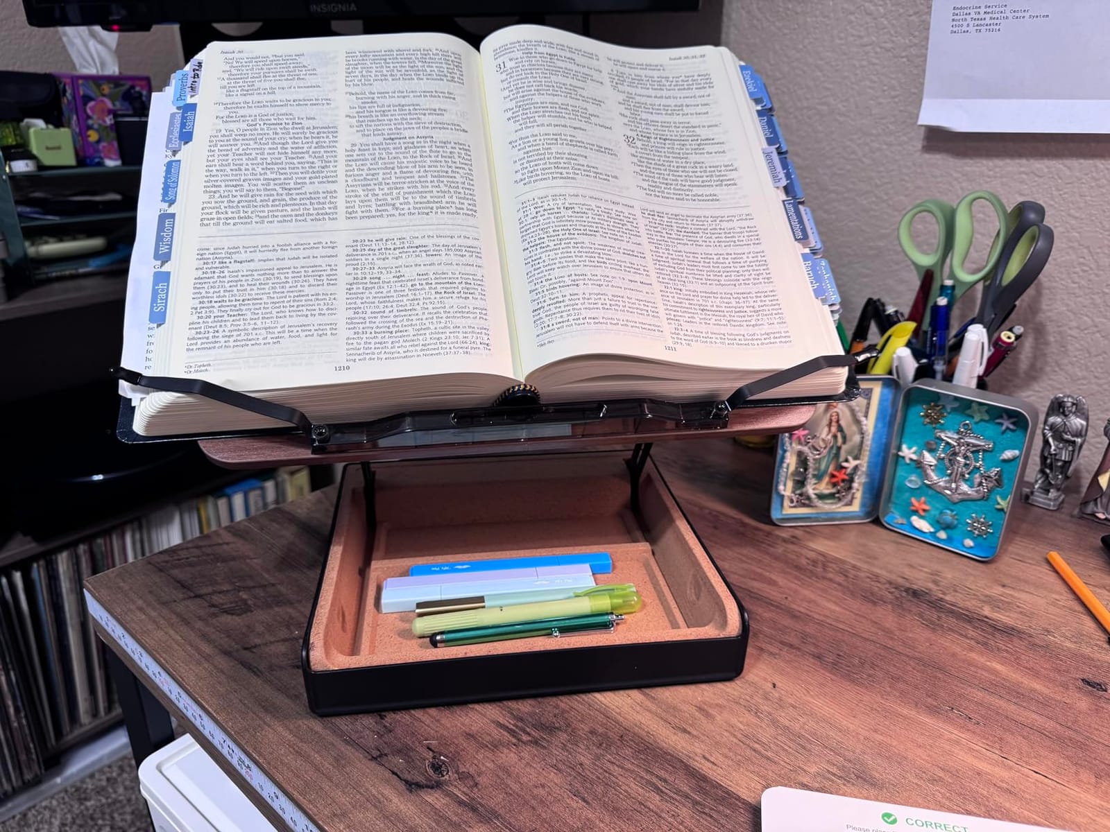 Book Stand with Storage, Book Holder for Reading Hands Free, Wooden Cookbook Stand for Kitchen Counter, Adjustable Reading Stand for Desk, Recipe Stand, Book Prop for Book Lovers customer photo 2