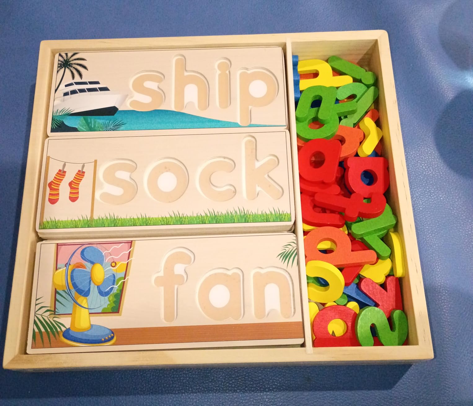 Wooden Alphabet Puzzle with 52 Letter Blocks, CVC Word Matching, Montessori Learning for Preschool Kids Ages 3-5 customer photo 1