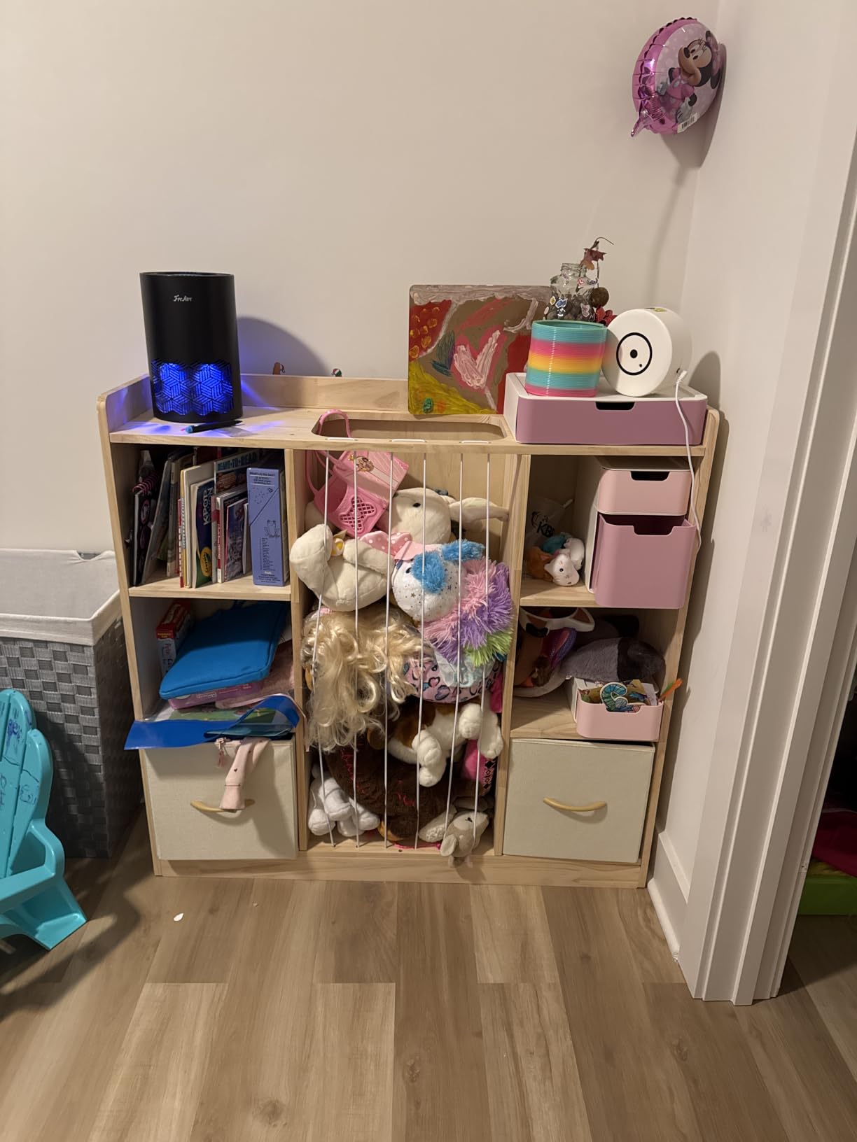 EXPERLAM 4-in-1 Toy Storage Organizer with Stuffed Animal Storage, Solid Pine Kids Bookshelf and Toy Shelf, 6 Cube Shelf with 2 Removable Drawers, Stuffed Animal Zoo for Kids Room, Playroom, Nursery customer photo 2