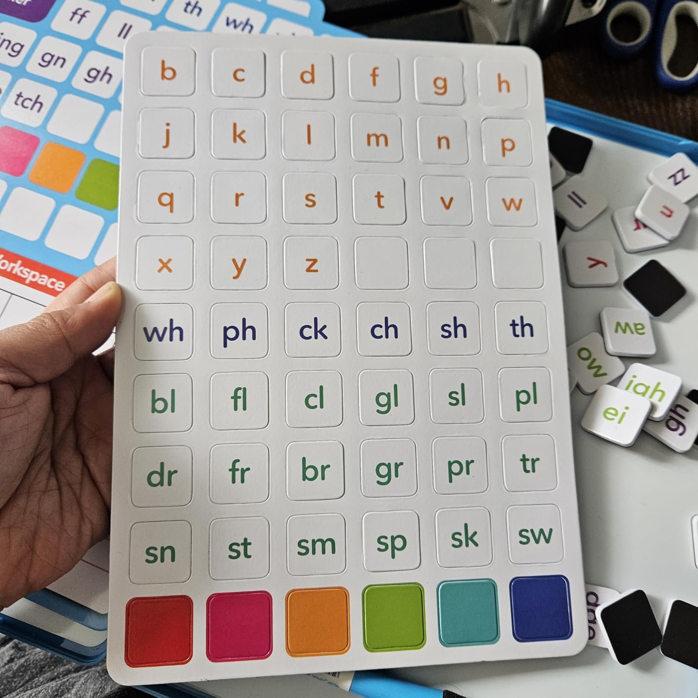 Aizweb Phonics Magnetic Letter Tiles,All-in-one Magnetic Phonics Kit,Reading Spelling & Word Building Games with Dry-Erase Boards,Phonics Games for Preschool & Kindergarten Classroom Learning customer photo 1