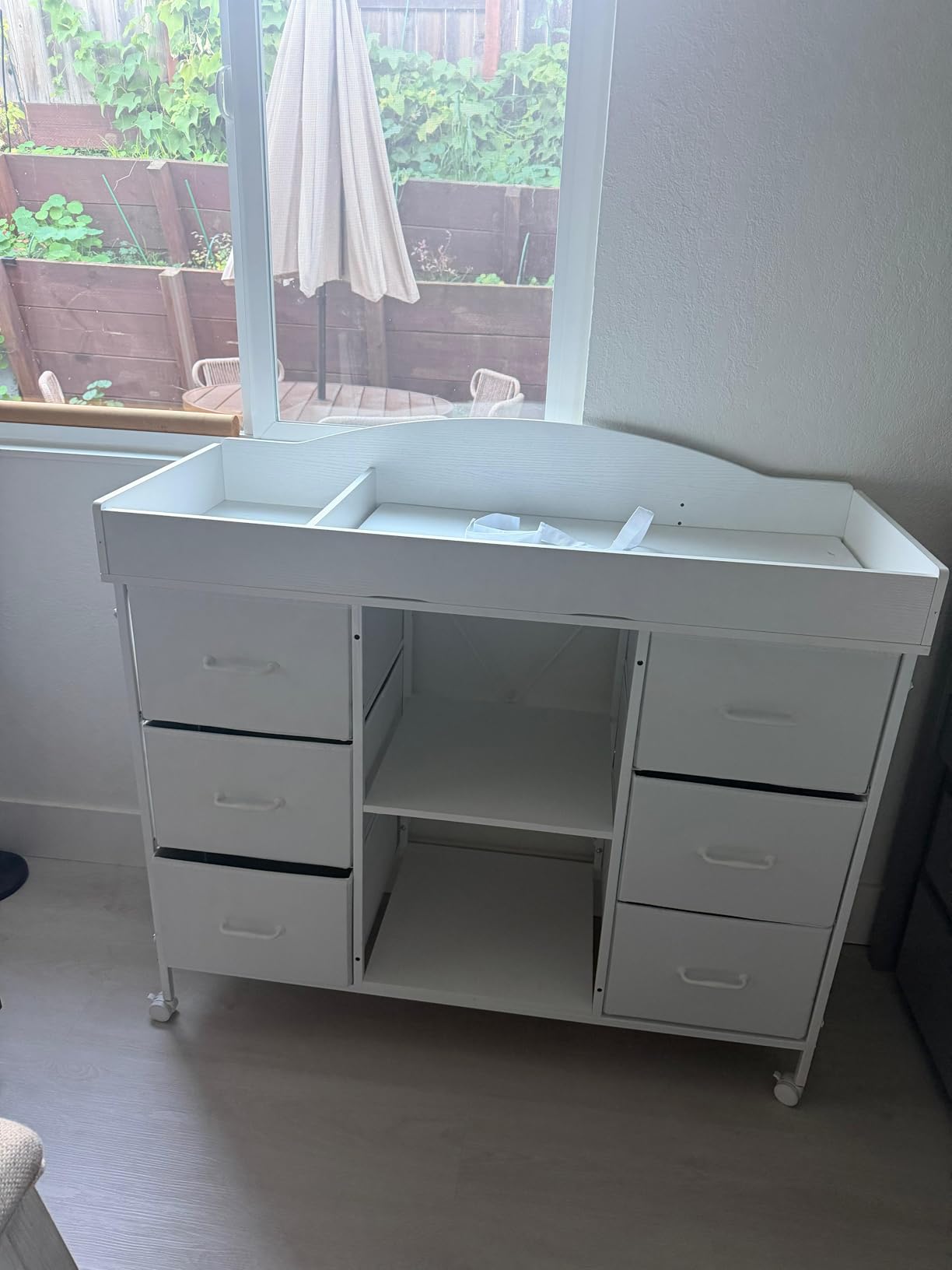 YeTom Changing Table, 6-Drawer Dresser, Adjustable Shelves, Mobile, White customer photo 1