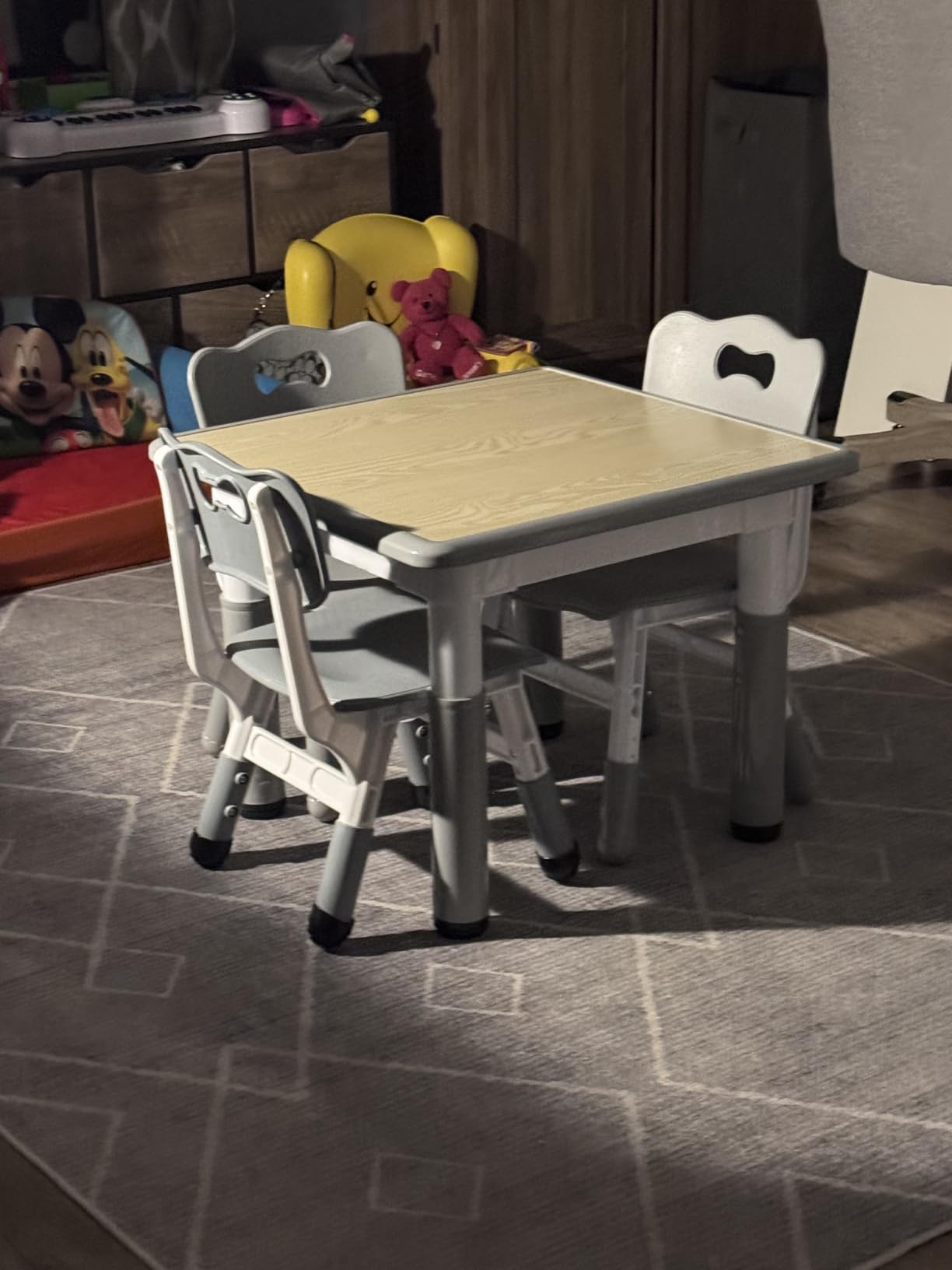 Pterying Toddler Table and Chair Set, Graffiti Tabletop, 2 Chairs, Grey customer photo 2