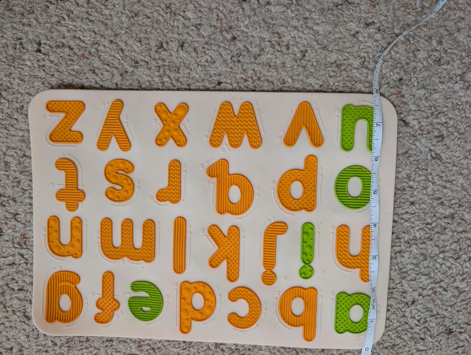 Silicone Letter Tracing Mat, Double-Sided Textured ABC Learning Toy | Raised textures, guided arrows, color-coded vowels and consonants, washable 8 x 11 in mat customer photo 1