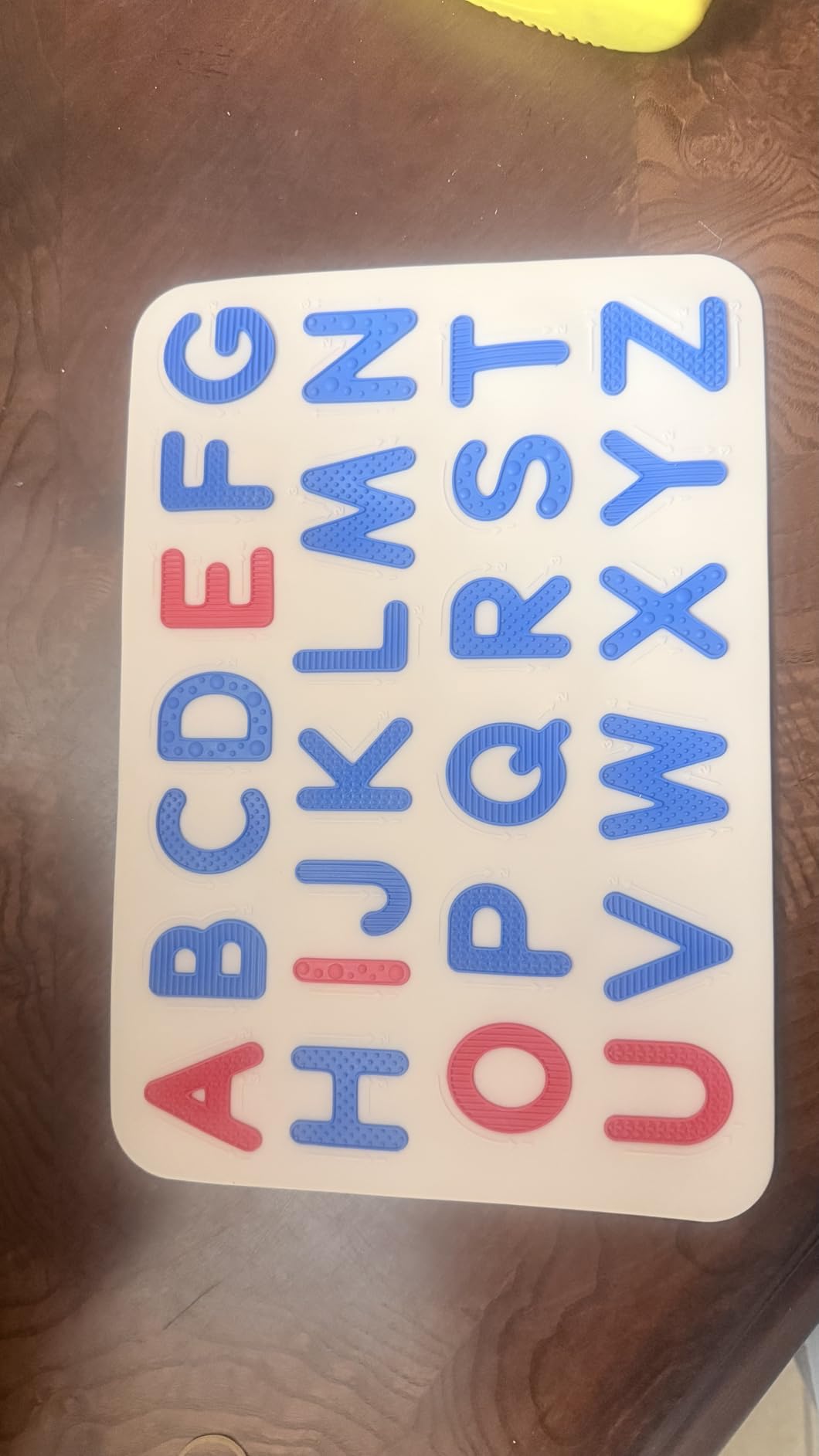 Silicone Letter Tracing Mat, Double-Sided Textured ABC Learning Toy | Raised textures, guided arrows, color-coded vowels and consonants, washable 8 x 11 in mat customer photo 2