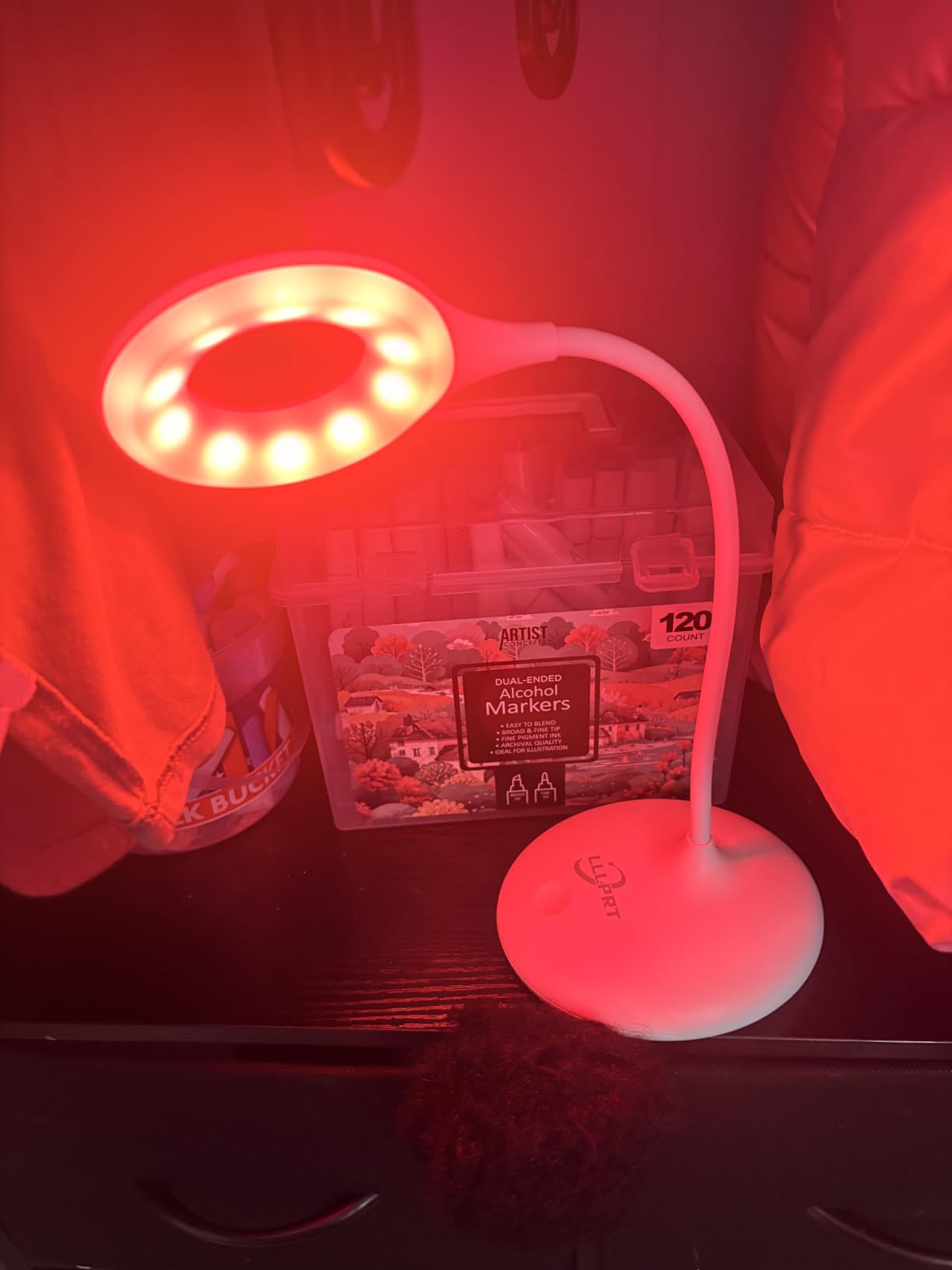 Rechargeable Desk Lamp, 670nm Red Light Therapy & Eye Protection Orange Light, 3 Color Modes, Stepless Dimming Touch Control, No Blue Light, Portable Cordless Reading Lamp for Bedroom Office Students customer photo 1
