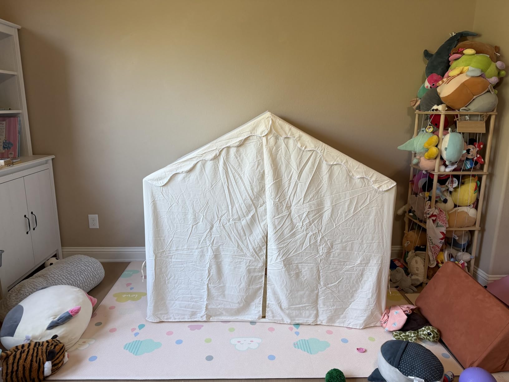 Tiny Land Kids Tent with Mat & Star Lights, Indoor Playhouse, Reading Nook | Large 57