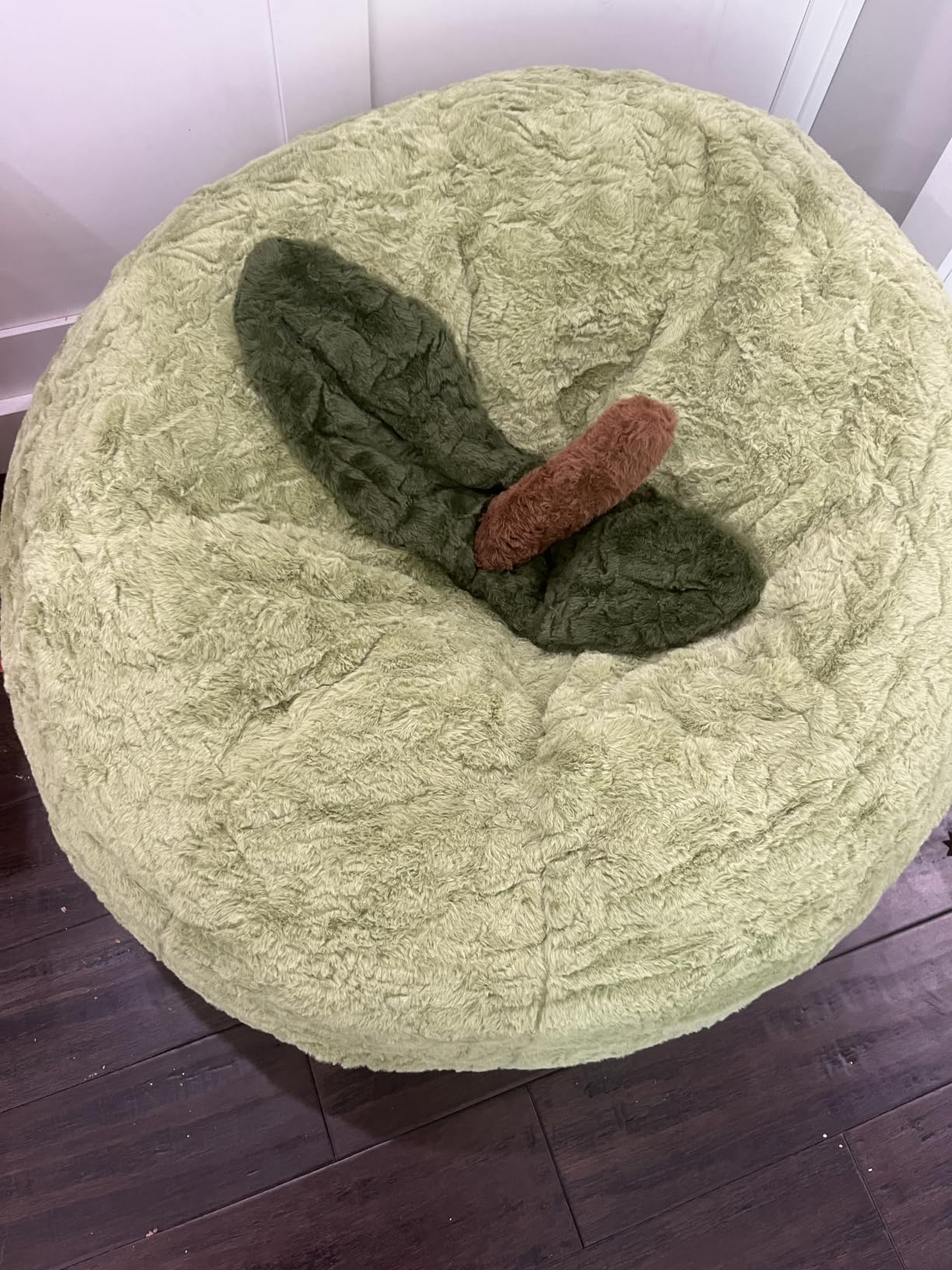 MAXYOYO Kids Bean Bag Chair, Apple-Shaped Toddler Sofa with Fur Fabric | Cute Bean Bag Sofa for Boys and Girls, Plush Floor Chair Seat for Bedroom, Playroom, Reading Corner customer photo 2