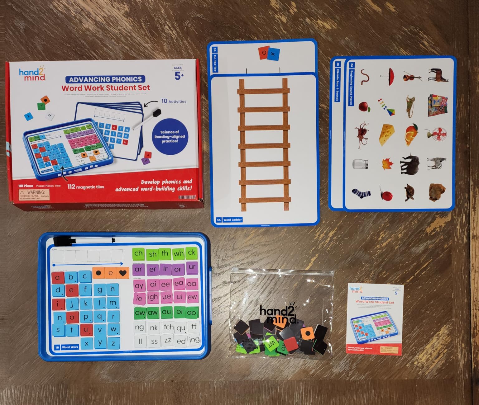 hand2mind Advancing Phonics Word Work Student Set, 112 Magnetic Letter Tiles, Kindergarten Phonics Manipulatives for Elementary School, Dry Erase Activity Tray, Science of Reading Classroom Materials customer photo 1