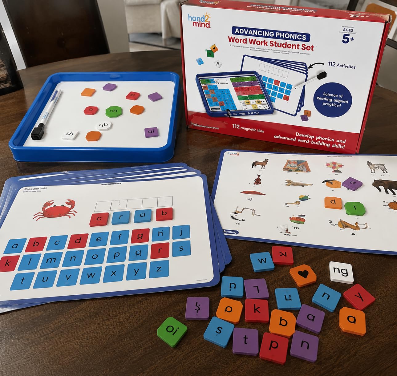 hand2mind Advancing Phonics Word Work Student Set, 112 Magnetic Letter Tiles, Kindergarten Phonics Manipulatives for Elementary School, Dry Erase Activity Tray, Science of Reading Classroom Materials customer photo 2