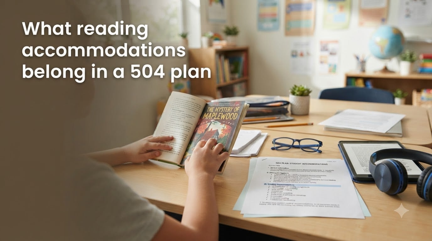 What reading accommodations belong in a 504 plan
