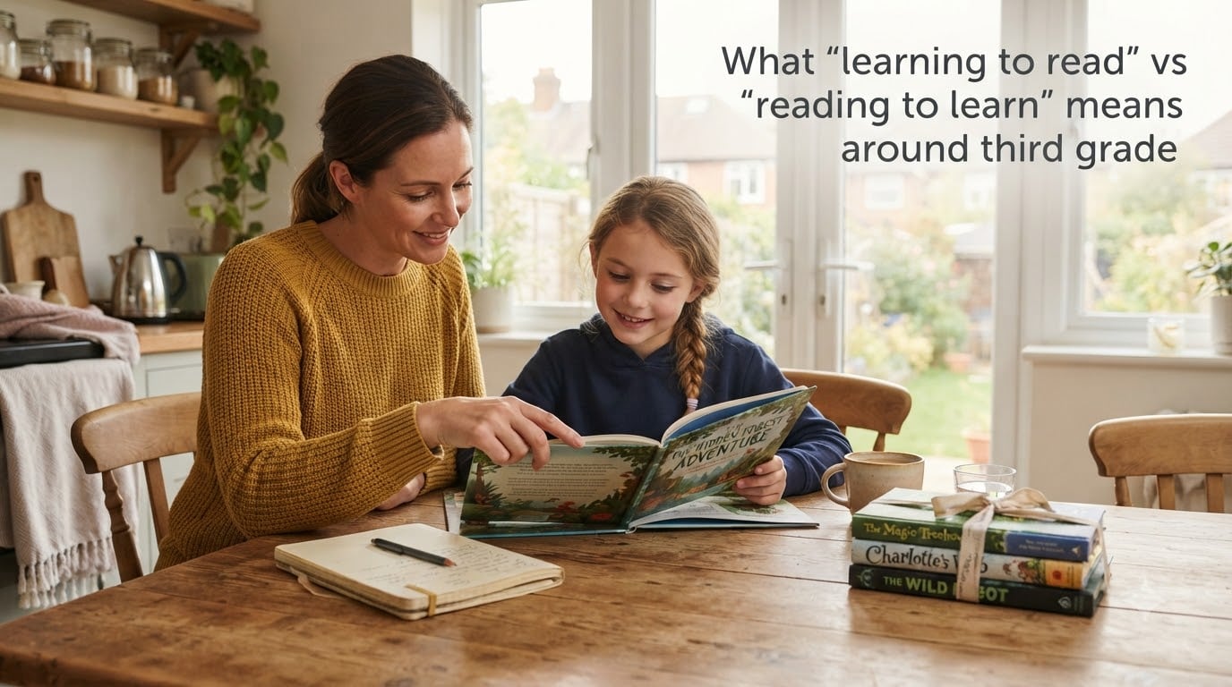 What "learning to read" vs "reading to learn" means around third grade