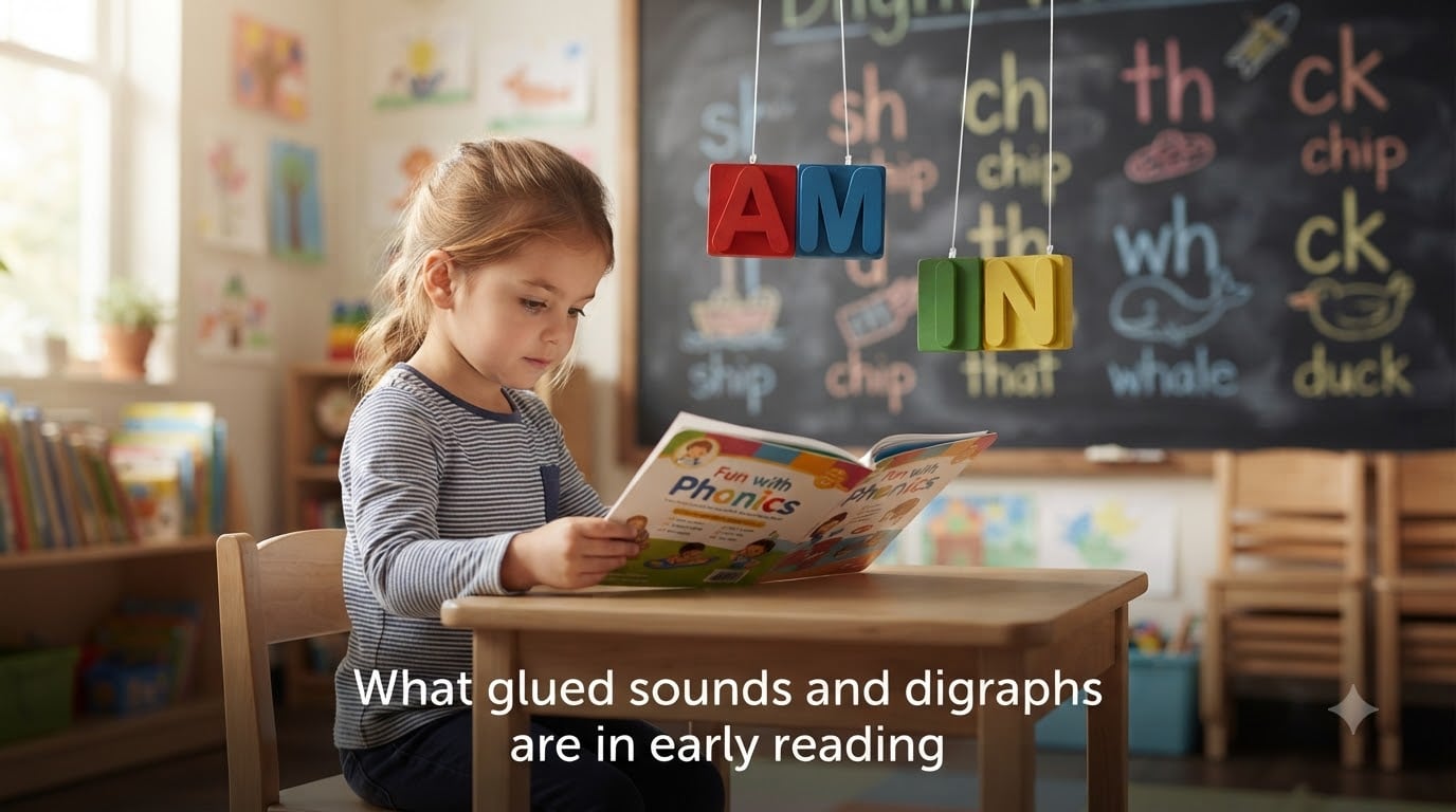 What glued sounds and digraphs are in early reading