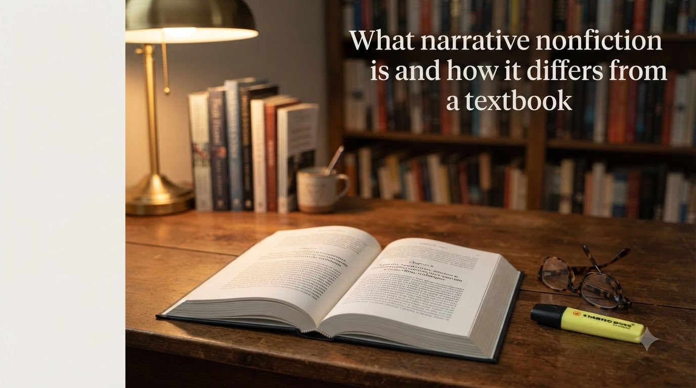 What narrative nonfiction is and how it differs from a textbook