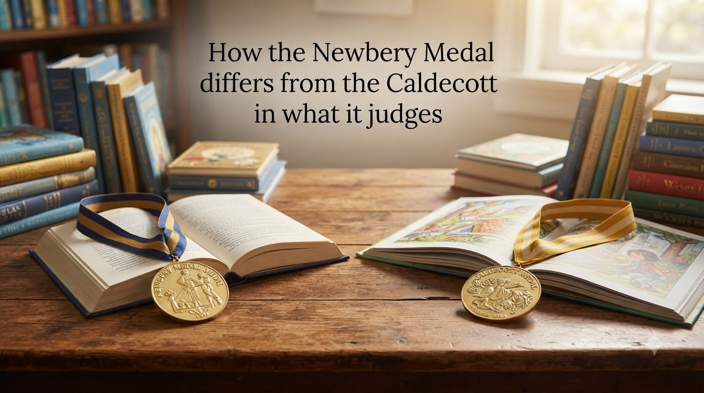 How the Newbery Medal differs from the Caldecott in what it judges