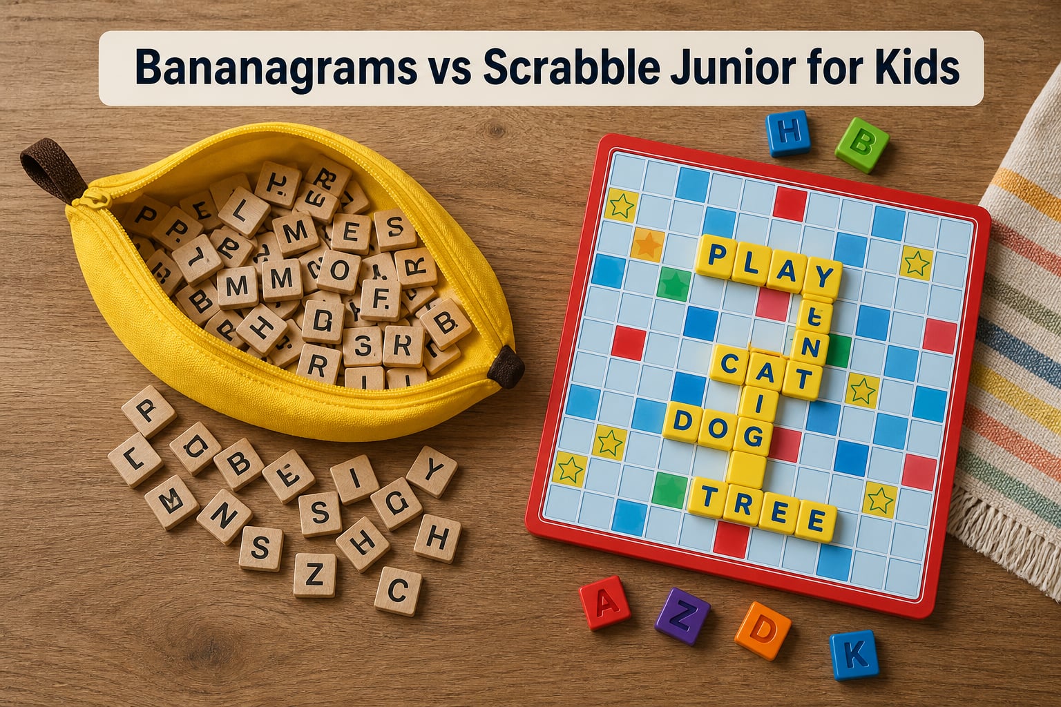Bananagrams vs Scrabble Junior for Kids