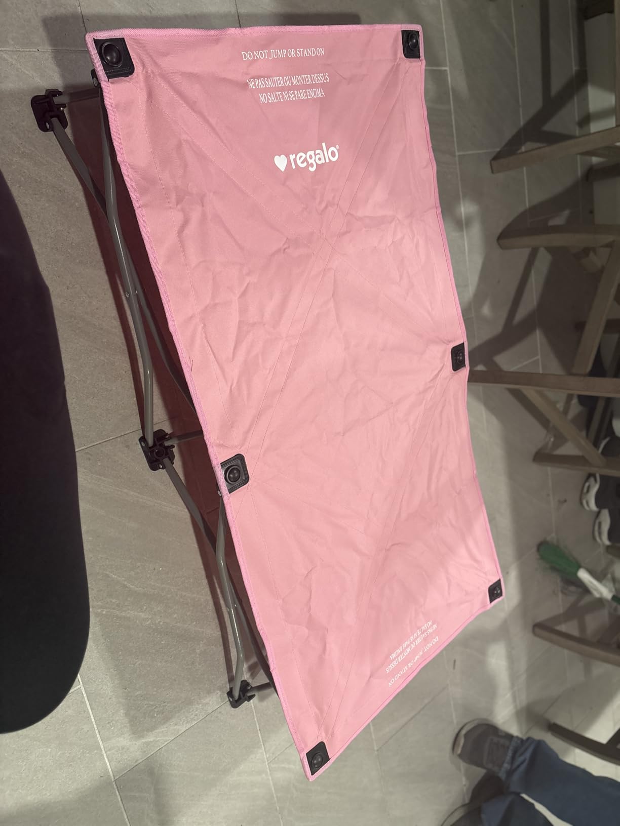 Regalo My Cot® Portable Toddler Bed, Foldable Kids Travel Bed & Camping Cot, Lightweight Sleeping Cot for Toddlers, Indoor/Outdoor, 46.5” x 24.5” x 9”, Royal Blue customer photo 1