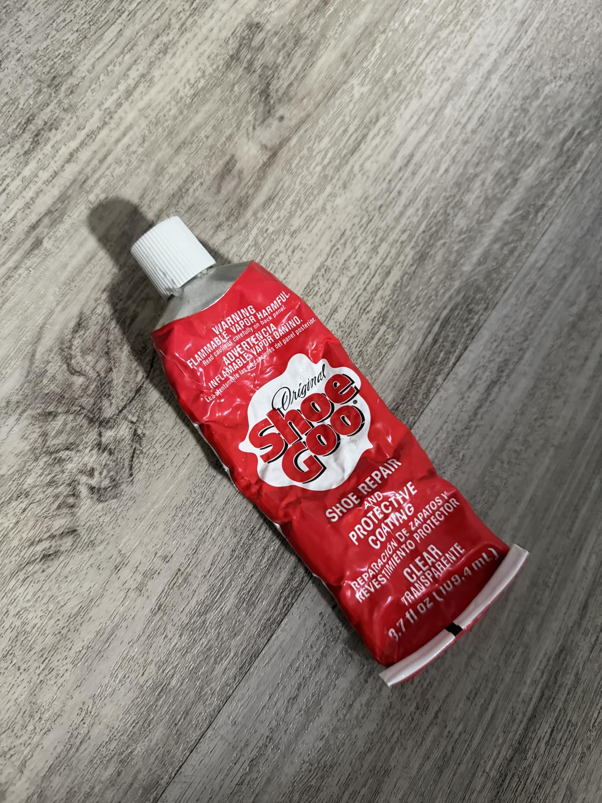 SOF SOLE Original Shoe Goo - 3.7 fl oz Tube - Clear Shoe Glue - Repairs Soles, Heels, Patches Small Holes - Bonds on Contact, Dries Within 24 Hrs, Waterproof - Works on Leather, Rubber, Vinyl, Canvas customer photo 1
