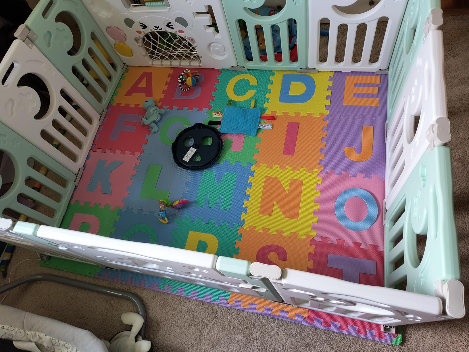 ProSource Kids Puzzle Alphabet, Numbers, 36 Tiles and Edges Play Mat, 12
