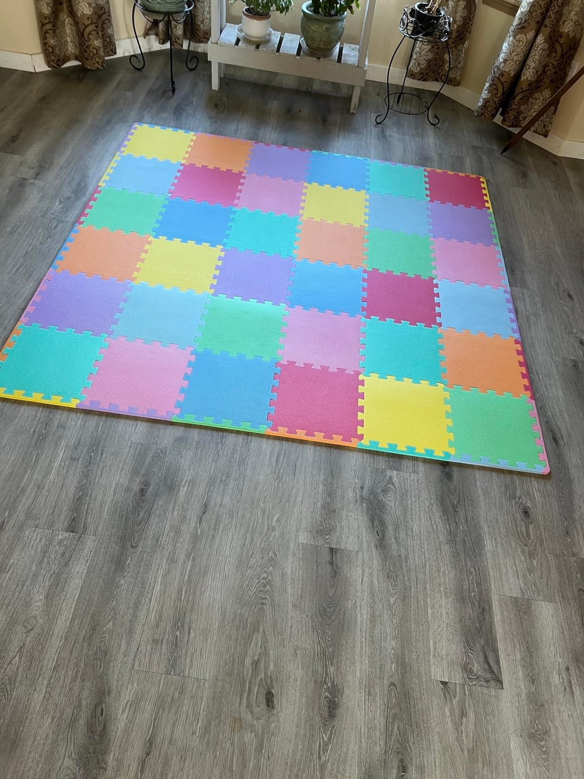 ProSource Baby Play Mat, Soft Foam Floor Tiles for Kids, Interlocking EVA Panels for Playpen Use, Crawling Development Surface, Safe Non-Toxic Toddler Flooring, 36 Tiles, Multicolor customer photo 2
