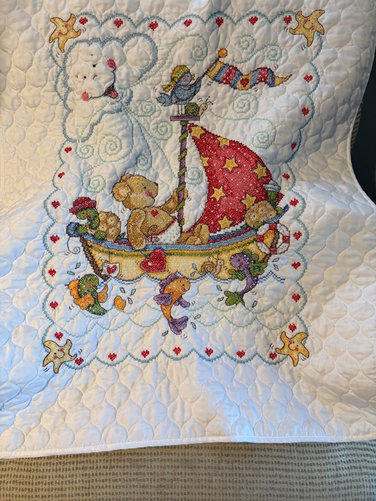Sail Away Stamped for Cross Stitch Baby Quilt Kit customer photo 1