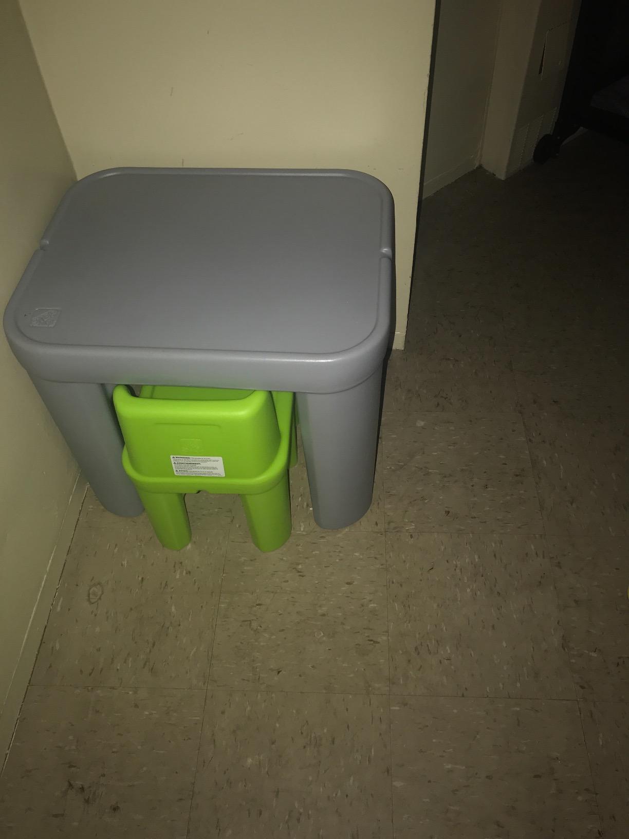 Step2 Mighty My Size Kids Table & Chair Set, Playroom Activity Table for Arts & Crafts, Made of Durable Plastic, For Toddlers 2+ Years Old, Gray & Green customer photo 2