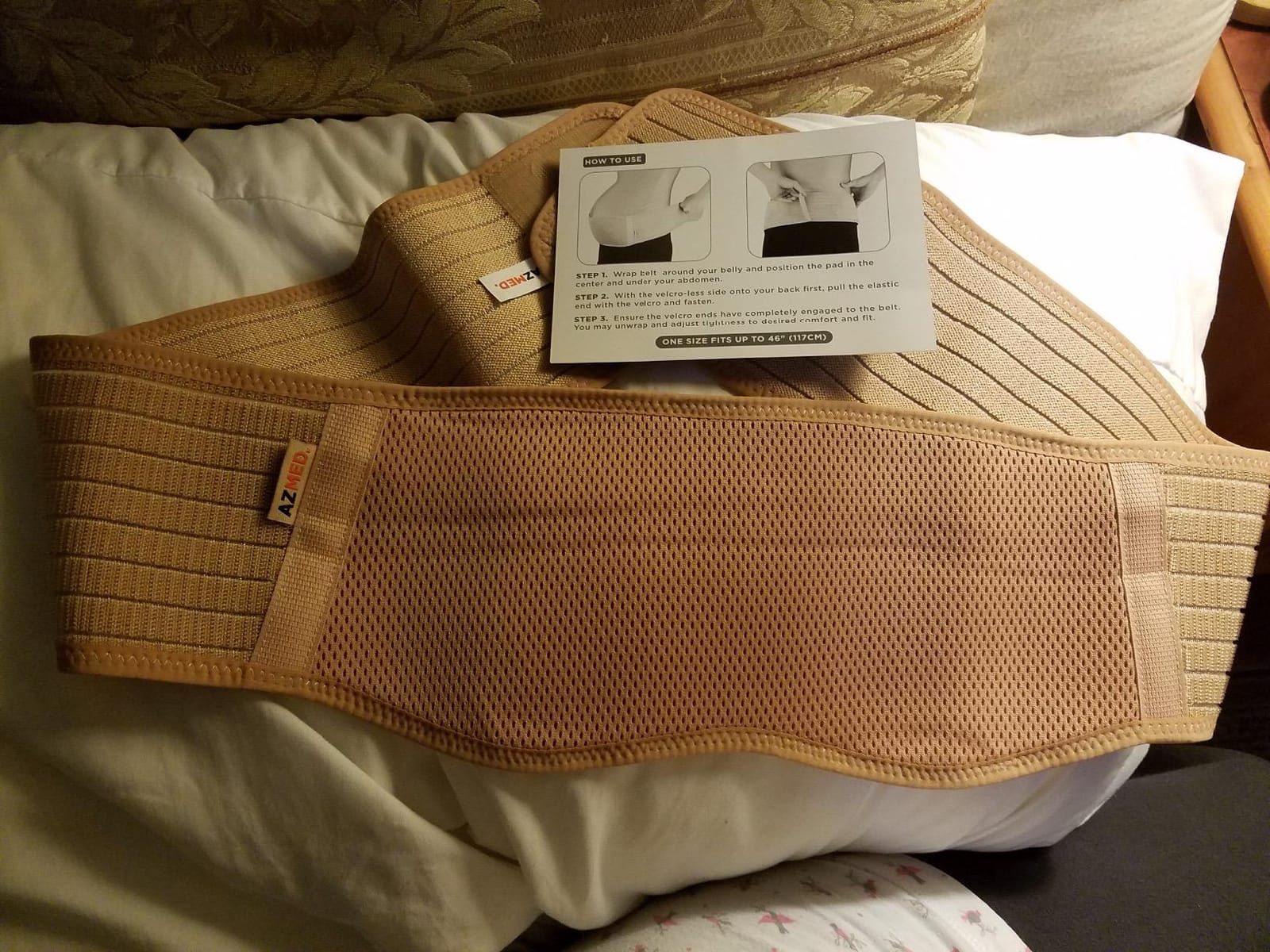 AZMED Maternity Belt Back Support - Adjustable Abdominal Binder for Pregnancy - Belly Band for Pelvic, Waist & Lower Back Comfort - Fits Up to 46 Inches - Beige customer photo 1