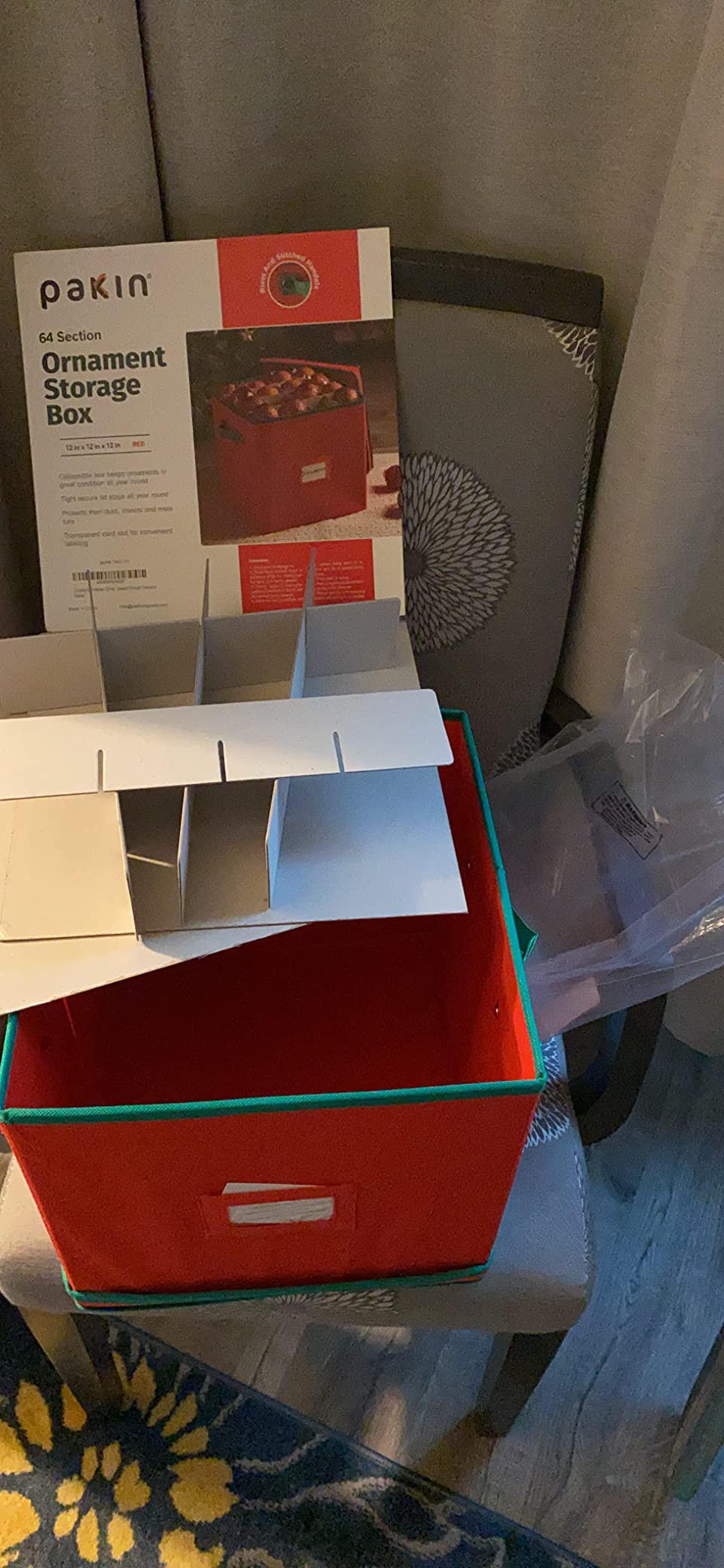 Durable Non-Woven Christmas Ornament Storage Box with Removable lid, Stores up-to 64 Standard Holiday Ornaments & Xmas Decorations For Seasons To come - 12 x 12 Inch 4 Layer Ornament Storage Container customer photo 2