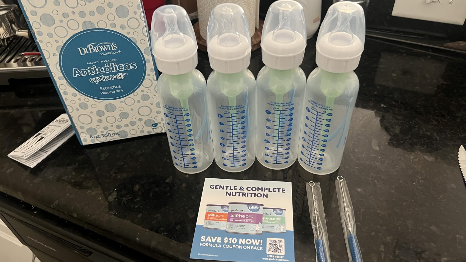 Dr. Brown's Anti-Colic Options+ Narrow Baby Bottle, 8 oz, 4-Pack customer photo 2