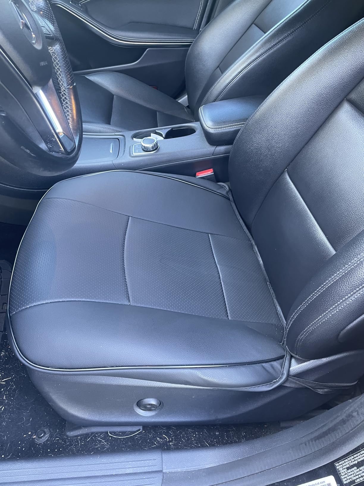 Luxury PU Leather Car Seat Cover Protector Front, Bottom Single Seat Cover-Compatible with 90% Vehicles (Width 20.8 ×deep 21×Thick 0.2 inch) (Black) customer photo 2