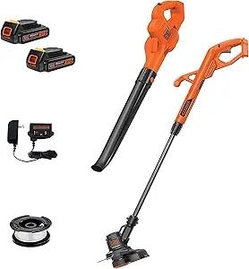 BLACK+DECKER 20V MAX Weed Eater, Edger and Sweeper Combo, Includes 2 Batteries and Charger, Cordless Electric Weed Wacker and 130 Mph Hard Surface Leaf Blower, 10 in. (LCC222) customer photo 1