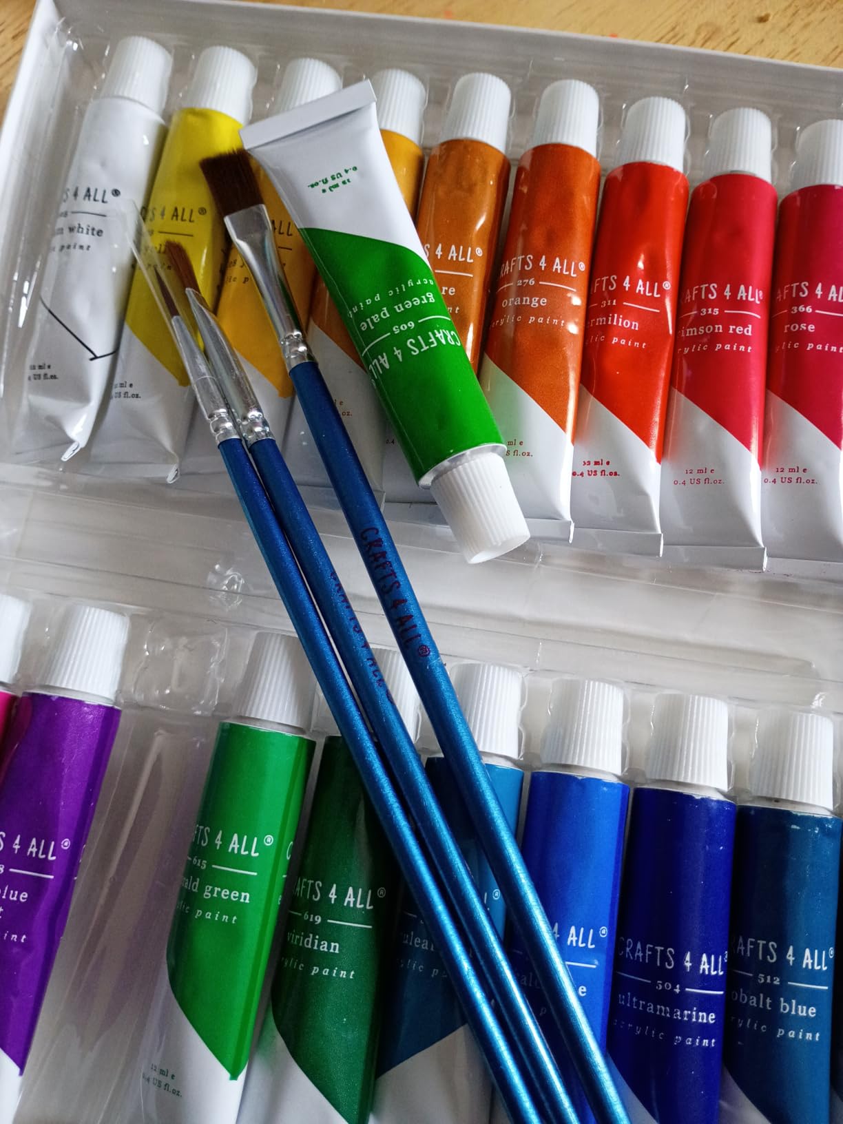 Crafts 4 All Acrylic Paint Set for Adults and Artists - 24 Pack of 12mL Paints with 3 Art Brushes, Non-Toxic Craft Paint for Easter Eggs, Ceramic Rock- Art Supplies customer photo 2