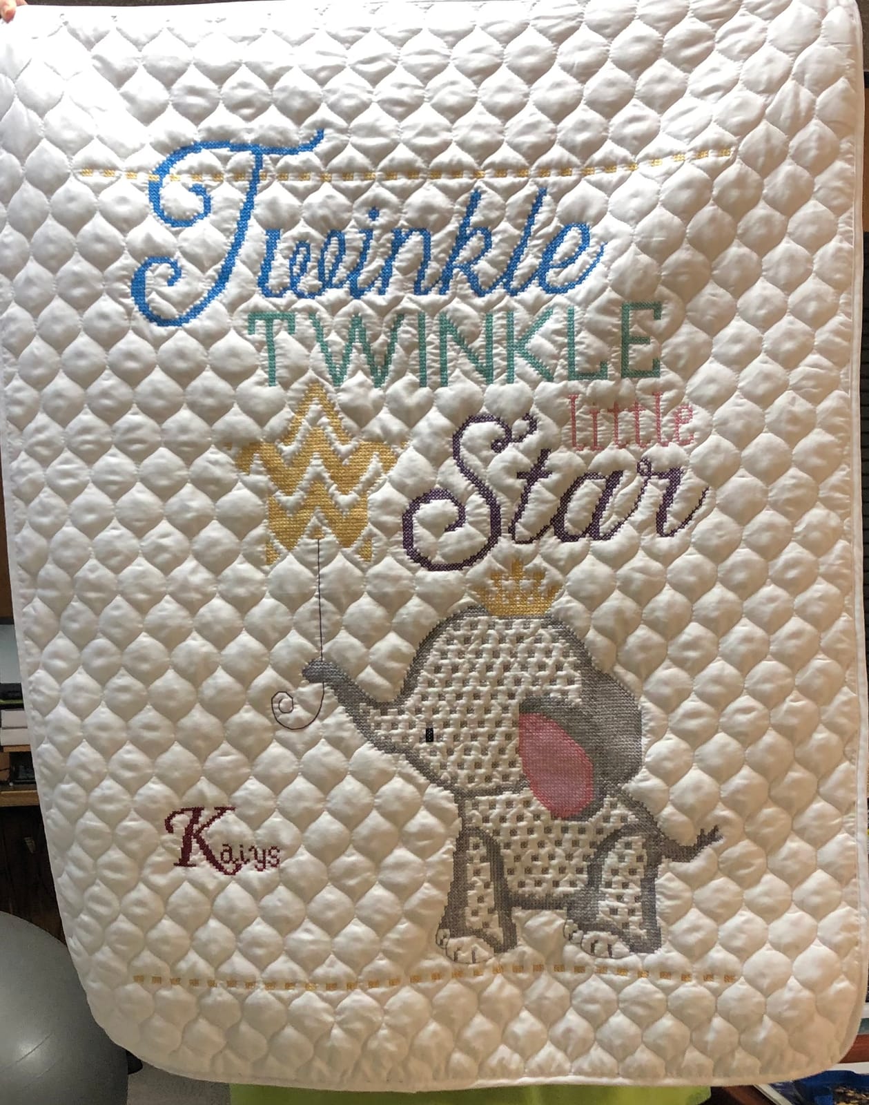 Twinkle Twinkle Little Star Stamped Cross Stitch Baby Quilt Kit customer photo 2