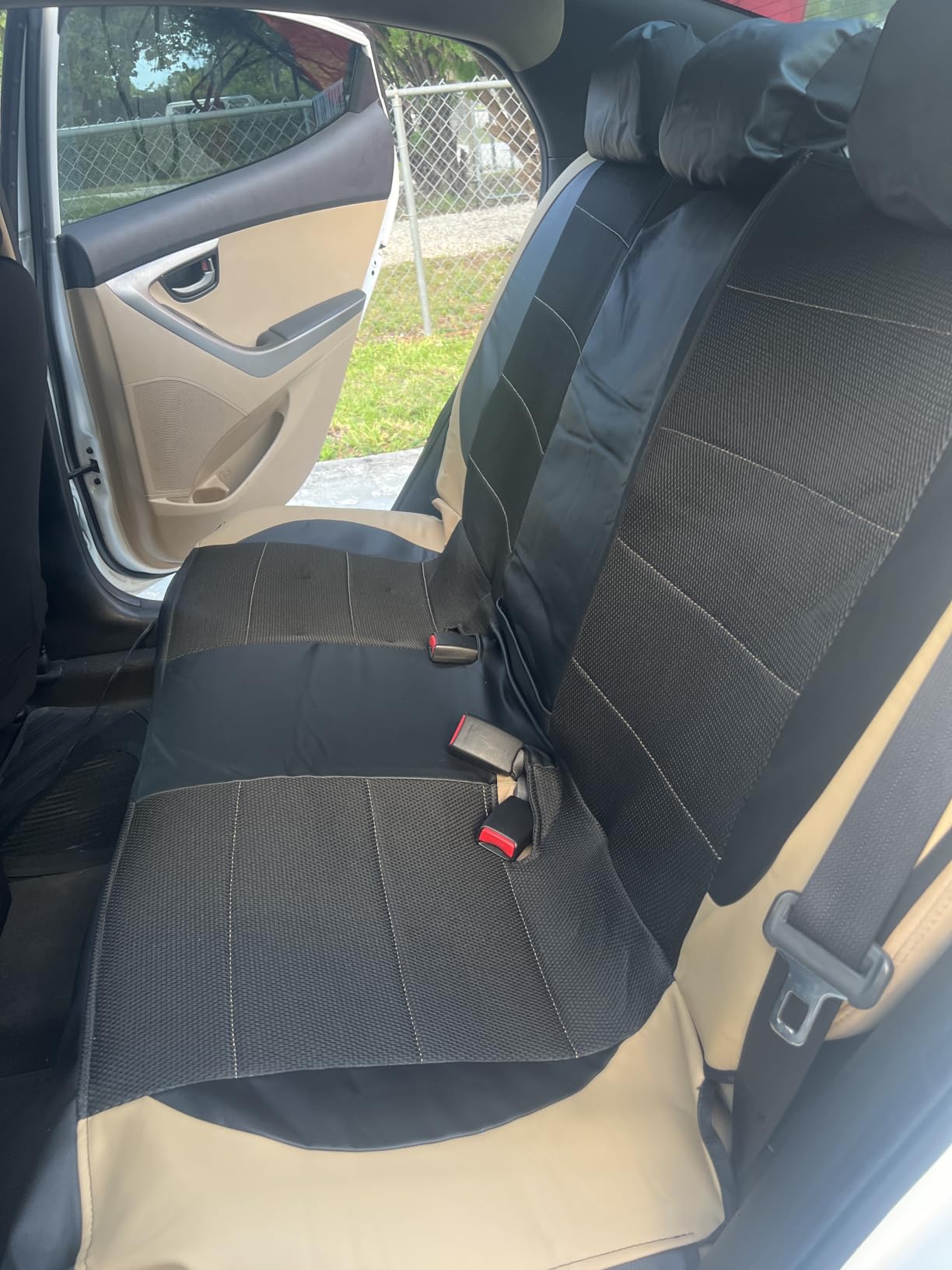 CAR PASS Universal Leather car seat Covers Sport fits Most Cars, SUVs, Trucks, and Vans (Full Set, Black Red) customer photo 2