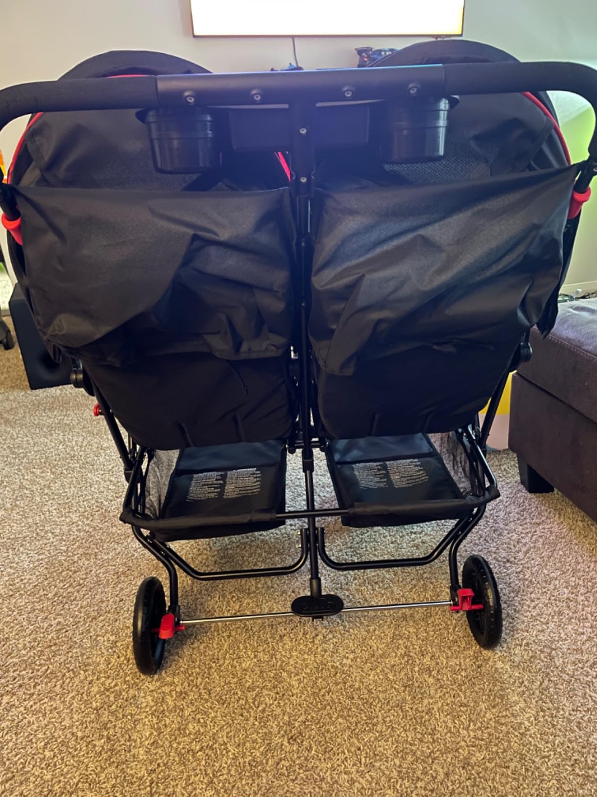 Kolcraft Cloud Plus Lightweight Double Stroller with Extra Storage, Red/Black customer photo 1
