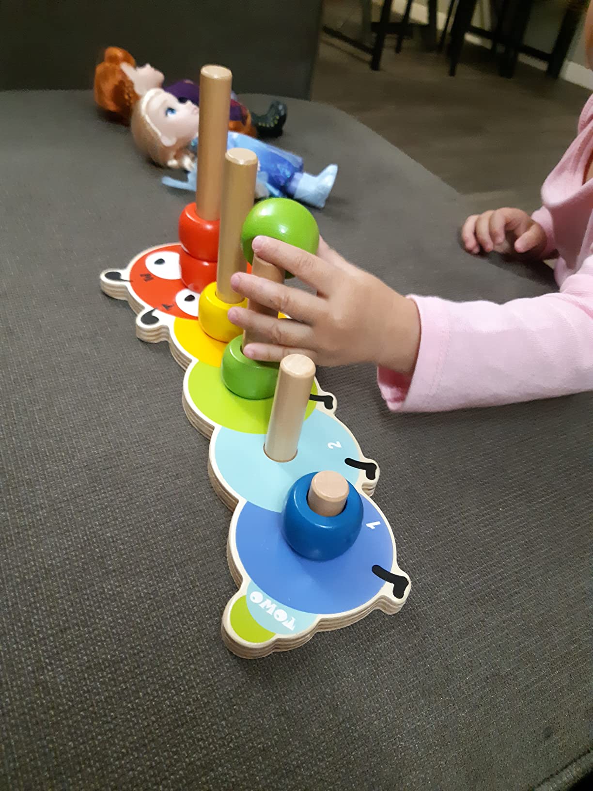 TOWO Wooden Stacking Rings Toy, Caterpillar Counting Ring Stacker customer photo 2