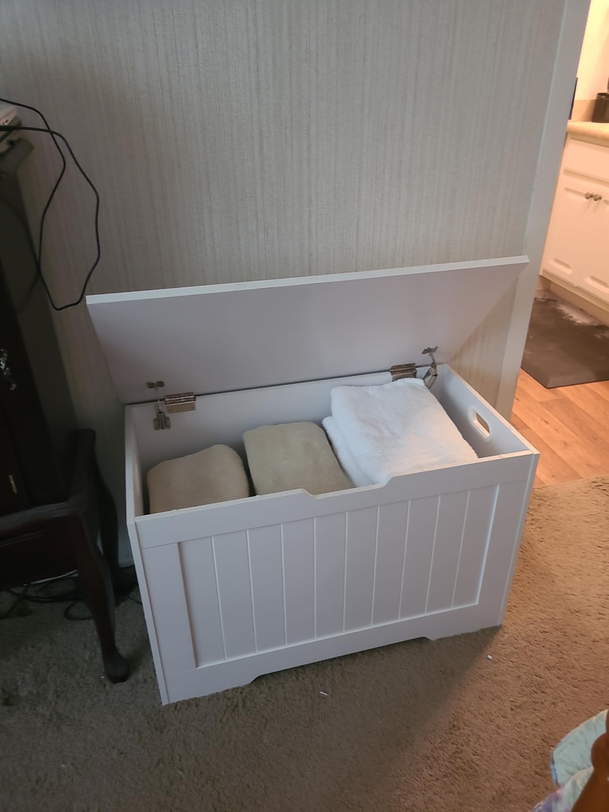 VASAGLE Storage Chest, 29.9 Inches Width Bench with 2 Safety Hinges customer photo 1