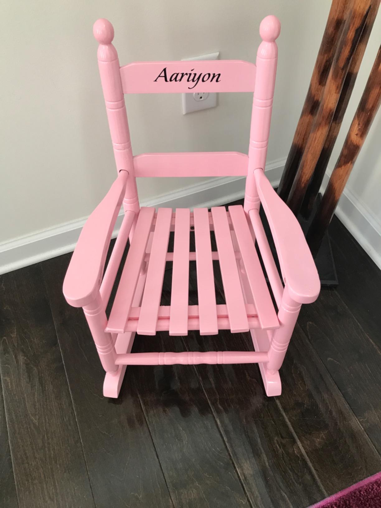 Miles Kimball Custom Children s Rocking Chair, Features Classic Rocker | Design and Hardwood Construction, Pink Finish with Black Font customer photo 1