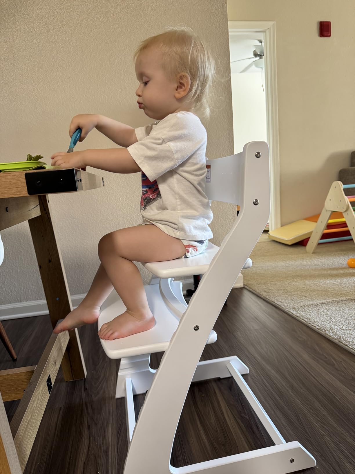 FORNEL Scandinavian Wooden High Chair for Toddlers & Kids | Adjustable Grow-with-Me Montessori Seat for Dining Table | Natural Wood Finish Convertible Highchair customer photo 1