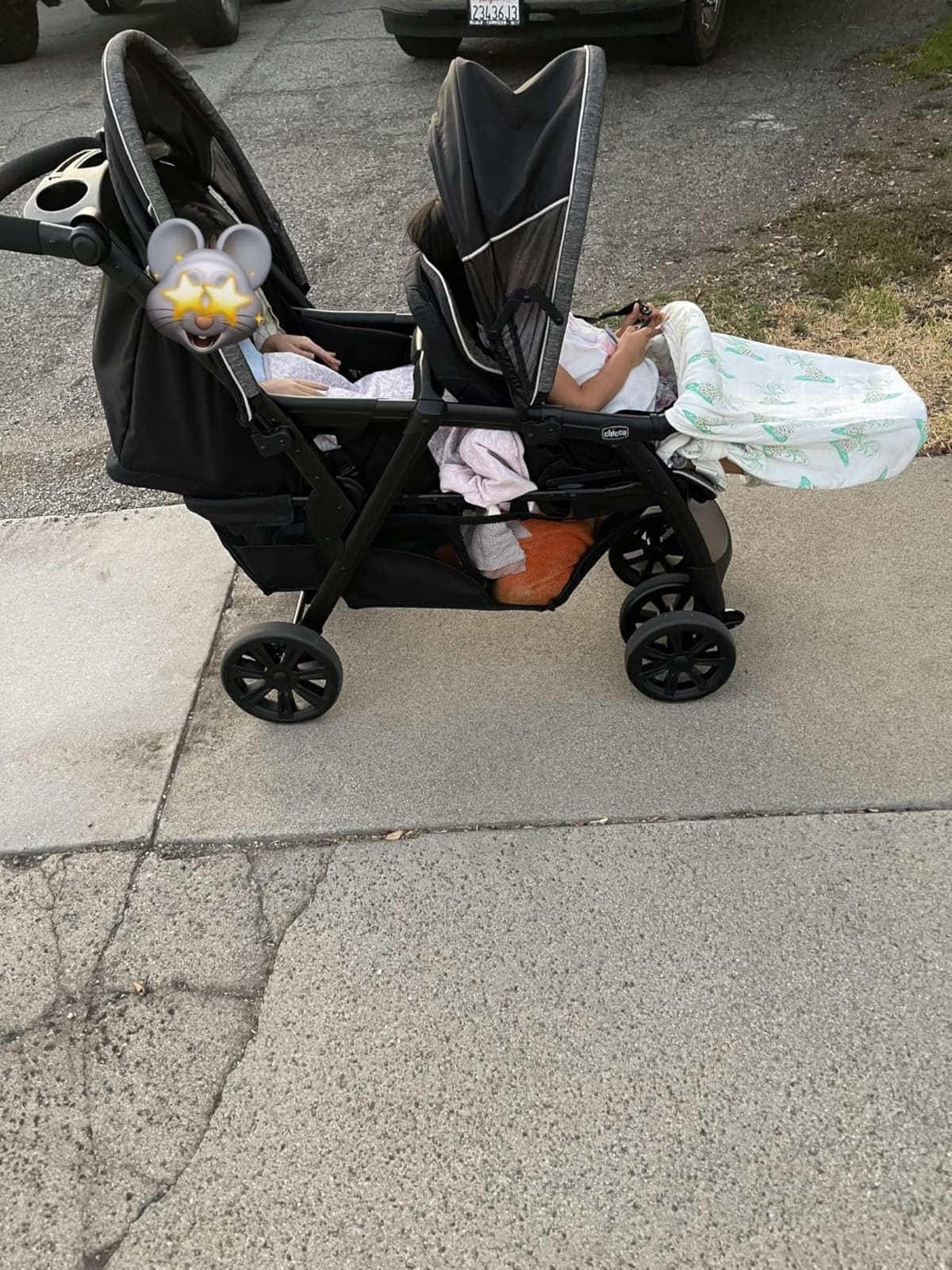 Chicco Cortina Together Double Stroller, 2-Seat, Foldable | Minerale/Black, 100% polyester, fits 2 Chicco KeyFit seats, all-wheel suspension, baby travel stroller customer photo 1