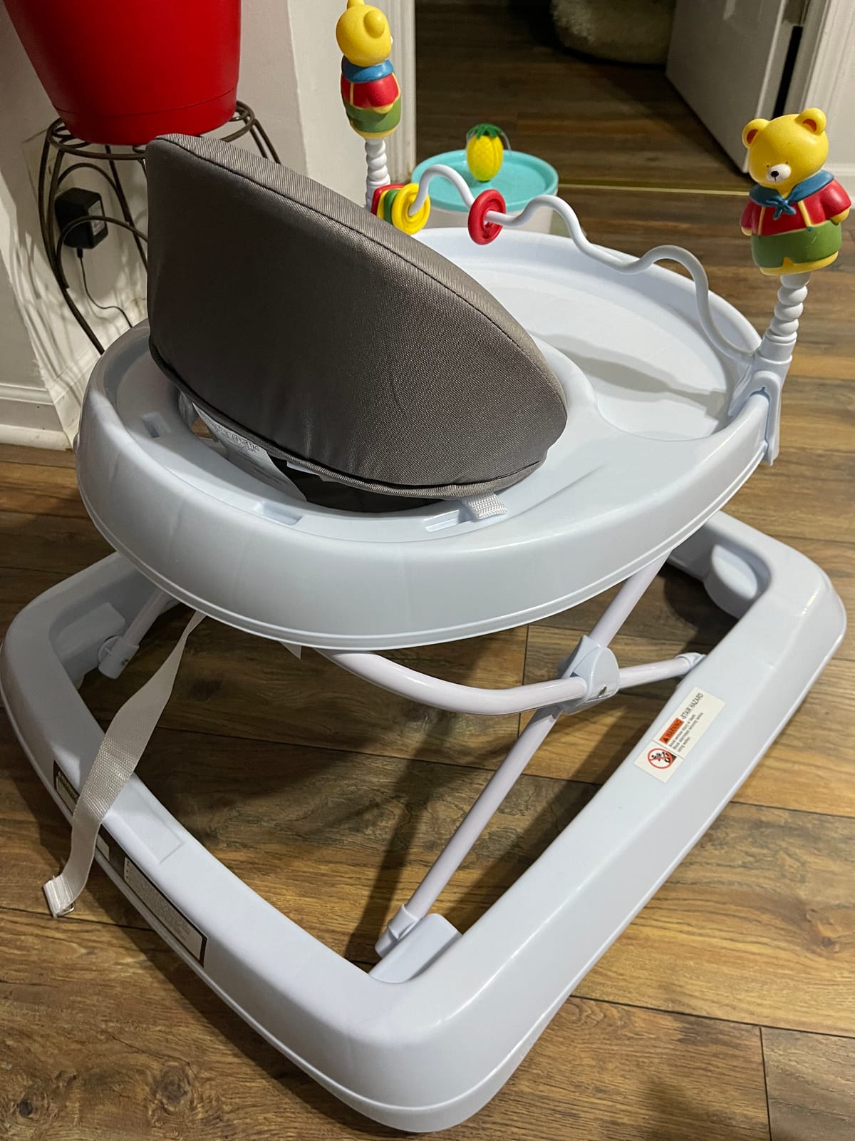BABY JOY Baby Walker, Foldable Activity Walker with Adjustable Height, Large Tray & Removable Toys, Baby Walker with Wheels for Boys Girls 6-18 Months (Blue) customer photo 1