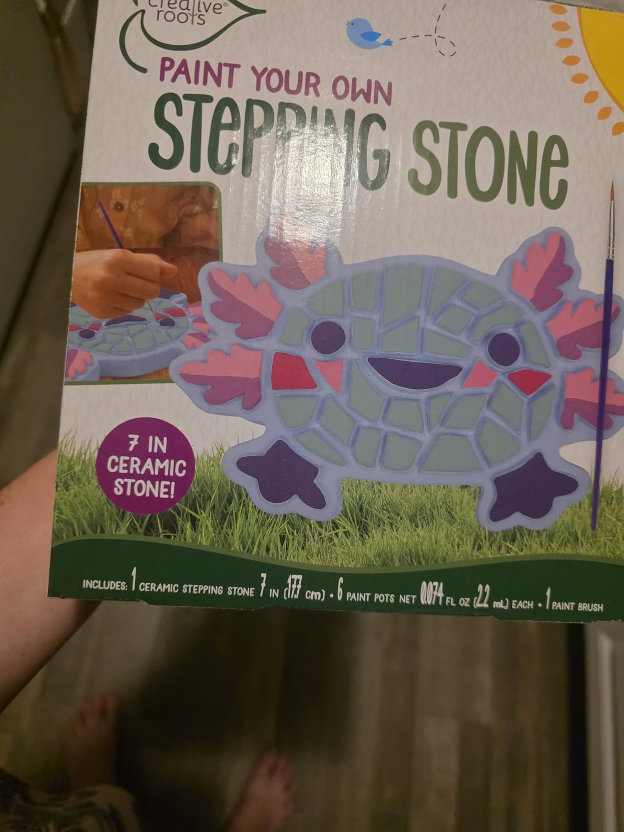 Creative Roots Mosaic Turtle DIY Stepping Stone Kit, Includes Ceramic Stone & 6 Vibrant Paints for Kids Ages 8+ customer photo 1