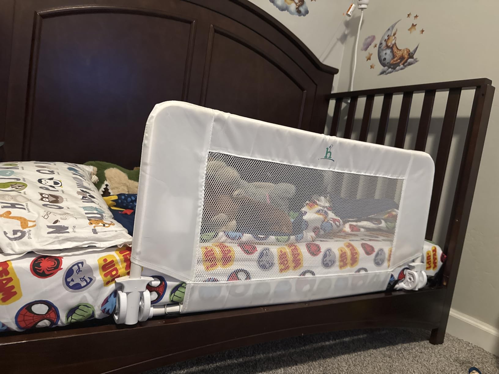 Hiccapop Convertible Crib Bed Rail for Toddlers, Crib Rail Guard, Gray customer photo 1